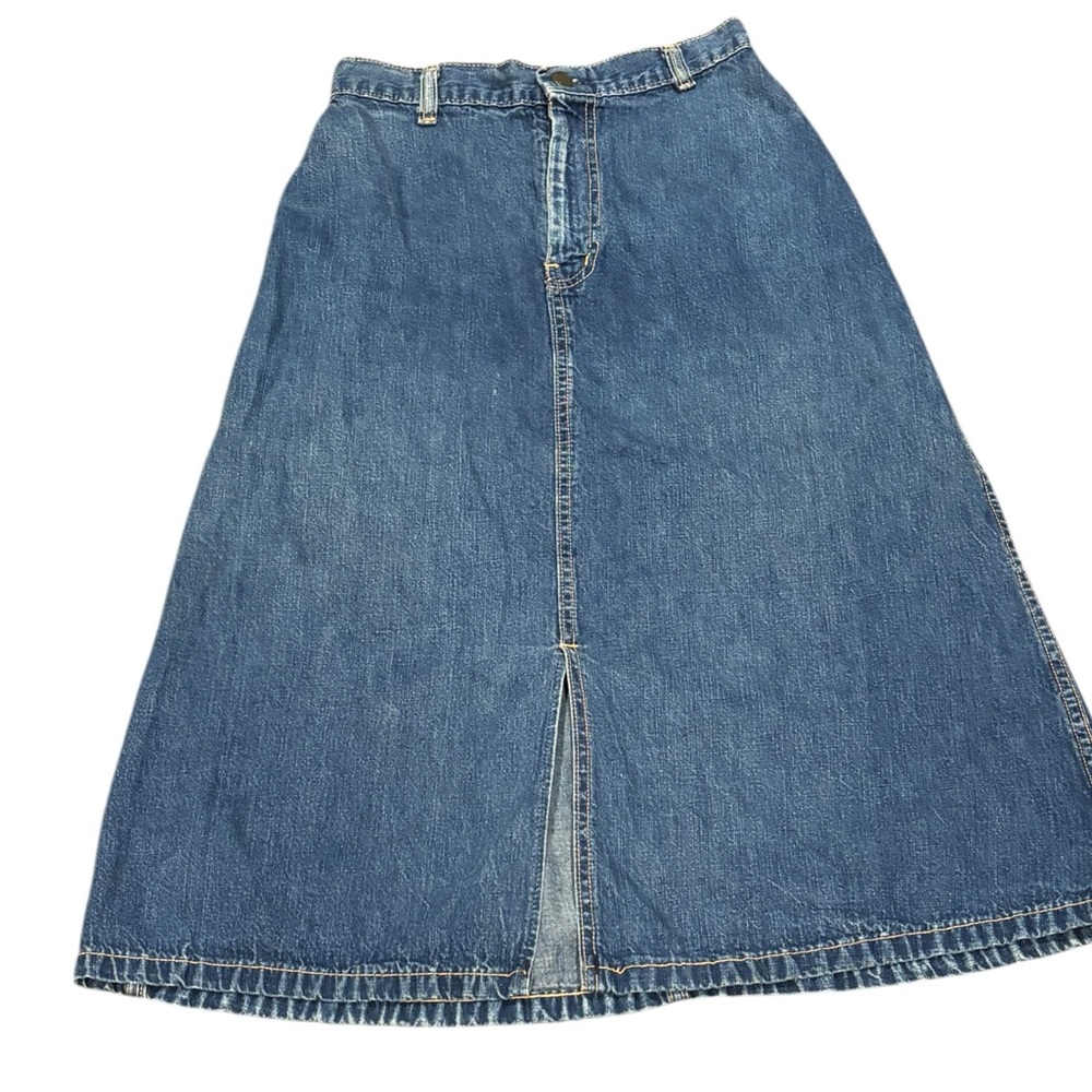 Denim A-Line Skirt long front slit y2k festival western casual coastal cowgirl